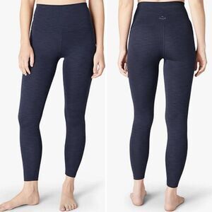 Beyond Yoga Heather Rib High Waisted Midi Legging in Nocturnal Navy Size M